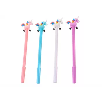 LEAN TOYS Unicorn Kugelschreiber Schwarze Kappe Nachfüllung Mix Weiß Pink 0,5mm