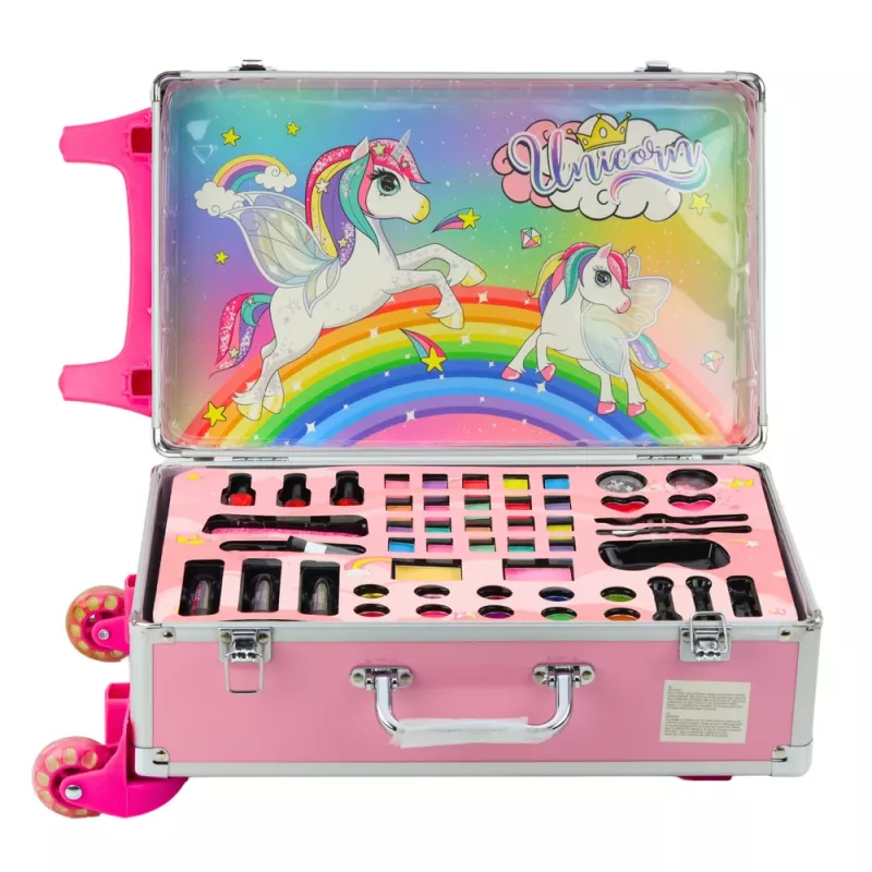 LEAN TOYS Einhorn rosa Rollkoffer Beauty-Set