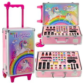 LEAN TOYS Einhorn rosa Rollkoffer Beauty-Set