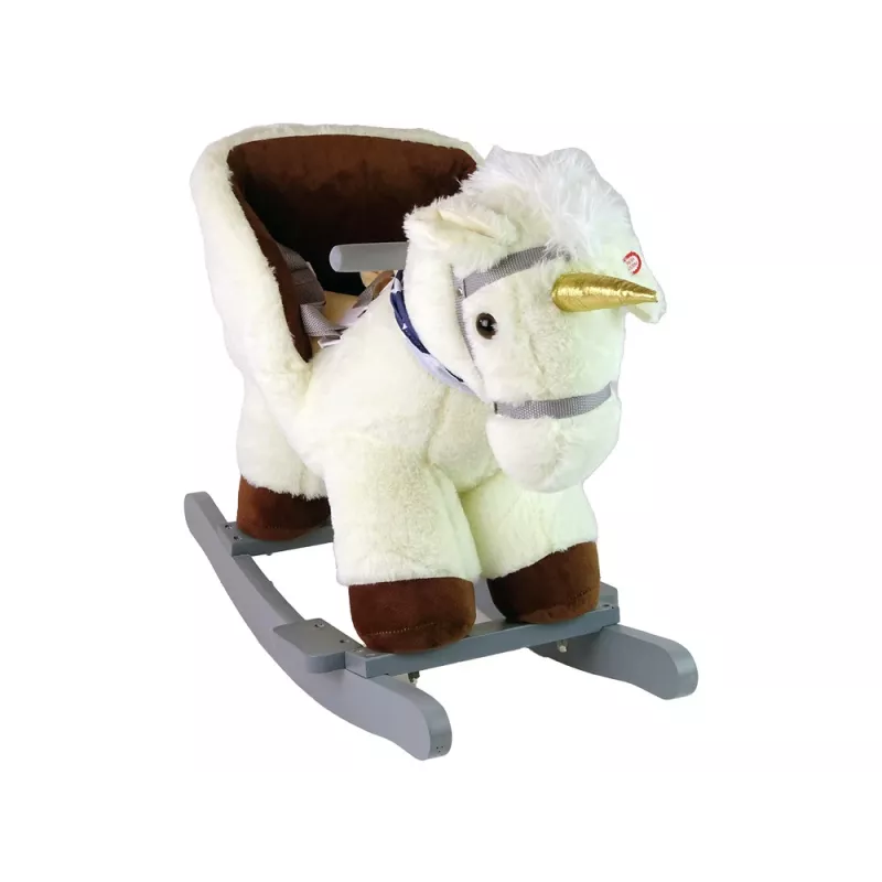 LEAN TOYS Einhorn-Schaukelpferd Rocker für Kleinkinder Weiß Beige