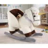 LEAN TOYS Einhorn-Schaukelpferd Rocker für Kleinkinder Weiß Beige