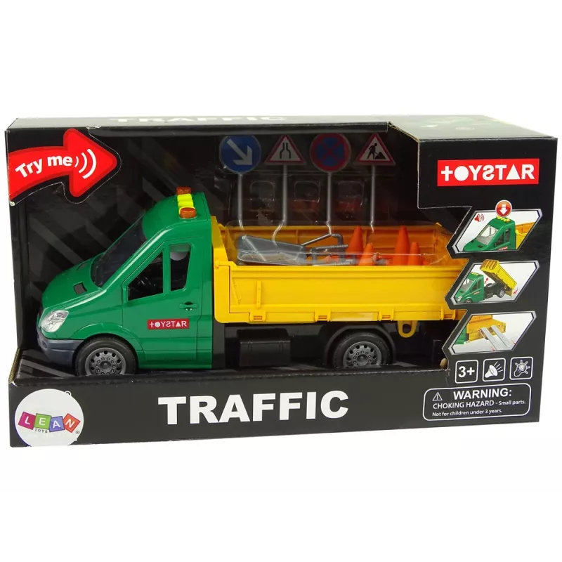 LEAN TOYS Fahrzeug Straßenauto Kipper Antrieb Reibungsantrieb Straßenzubehör Sound