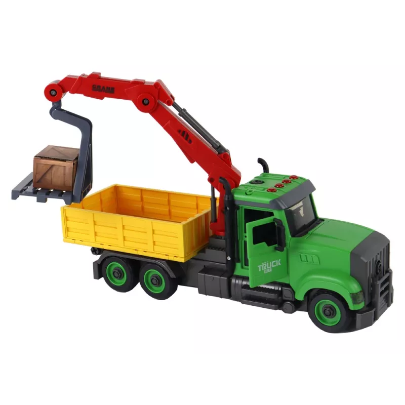 LEAN TOYS Fahrzeugkippkran zum Schrauben und Entschrauben DIY
