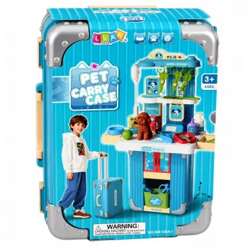 LEAN TOYS Tierarztkoffer Hundepflege-Set Braun Rollenspiel-Set mit 12 Zubehörteilen