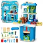 LEAN TOYS Tierarztkoffer Hundepflege-Set Braun Rollenspiel-Set mit 12 Zubehörteilen