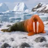 LEAN TOYS Walrus Gummi-Figur dehnbar realistisch Meeressäugetier 13 cm