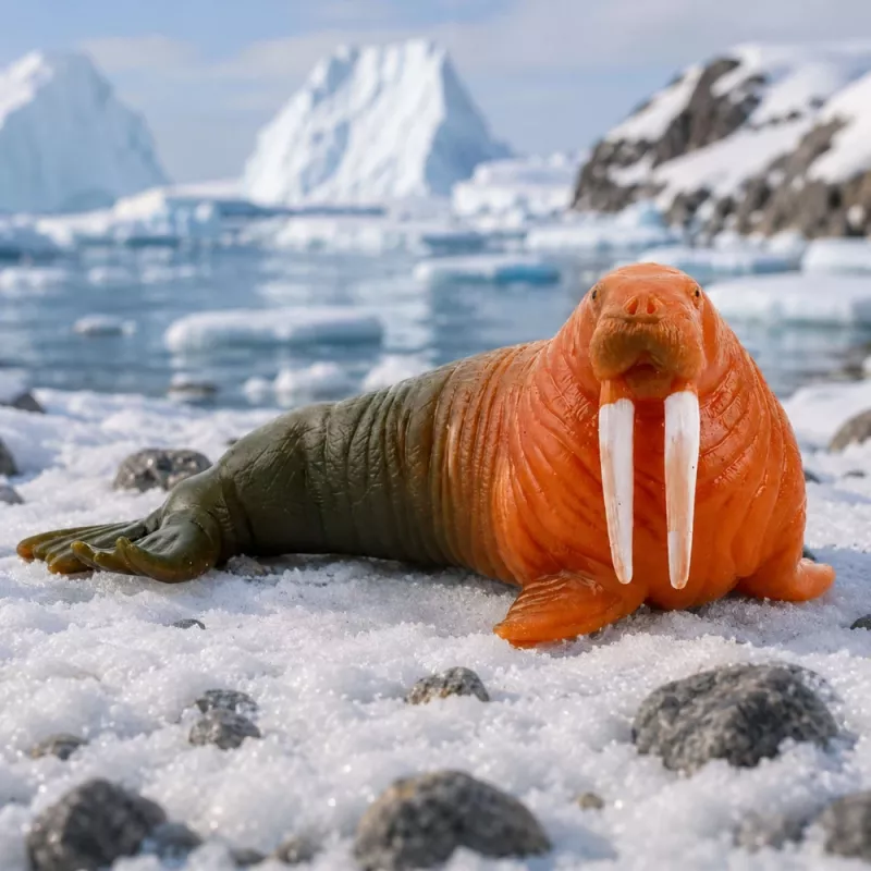 LEAN TOYS Walrus Gummi-Figur dehnbar realistisch Meeressäugetier 13 cm