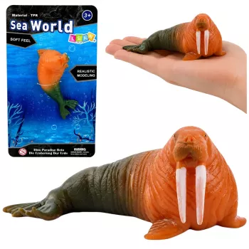 LEAN TOYS Walrus Gummi-Figur dehnbar realistisch Meeressäugetier 13 cm