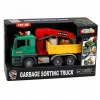 LEAN TOYS Müllsortier-LKW mit Kran, Behältern, Reibungsantrieb, Licht und Sound