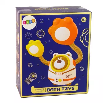 LEAN TOYS Wasserbadspielzeug Teddybär Astronaut Dusche mit Wasserzirkulation Saugnäpfen