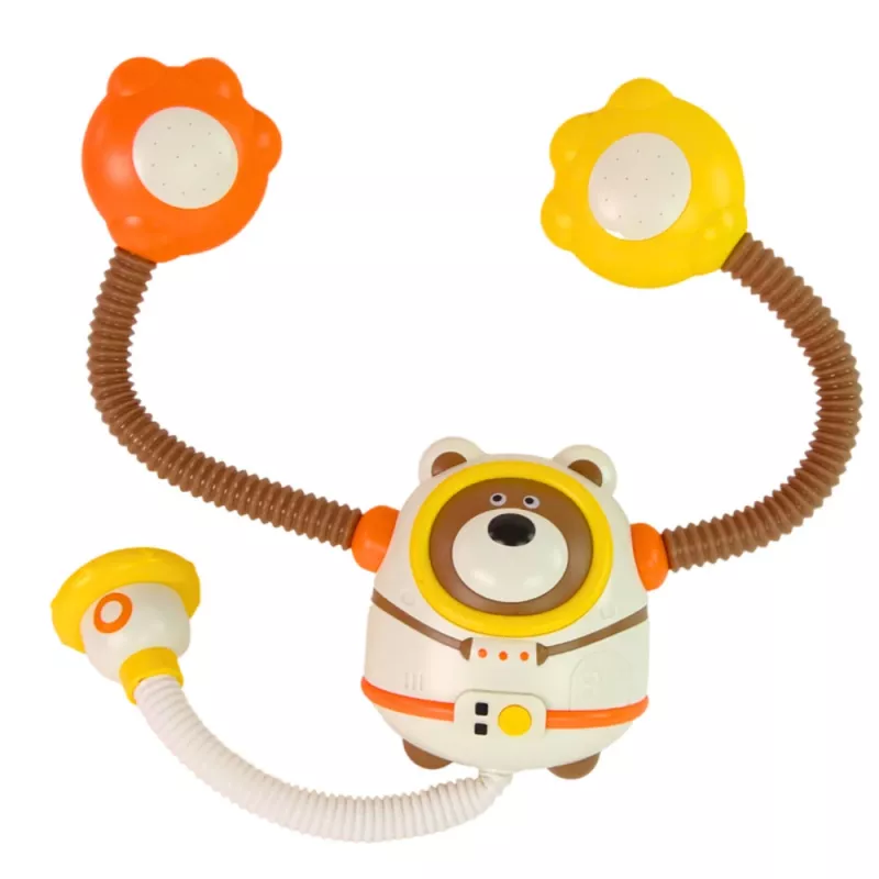 LEAN TOYS Wasserbadspielzeug Teddybär Astronaut Dusche mit Wasserzirkulation Saugnäpfen