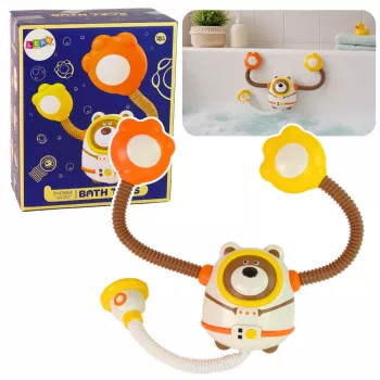 LEAN TOYS Wasserbadspielzeug Teddybär Astronaut Dusche mit Wasserzirkulation Saugnäpfen