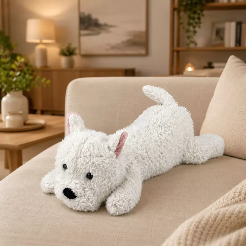 LEAN TOYS West Highland White Terrier Plüschhund Kuscheltier, Weiß, 40 cm
