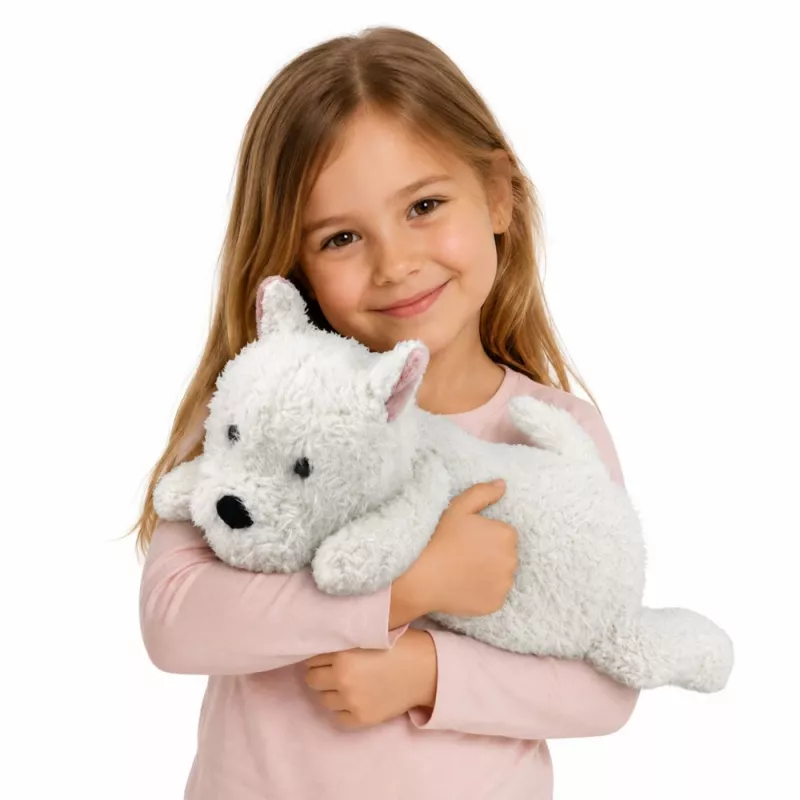 LEAN TOYS West Highland White Terrier Plüschhund Kuscheltier, Weiß, 40 cm