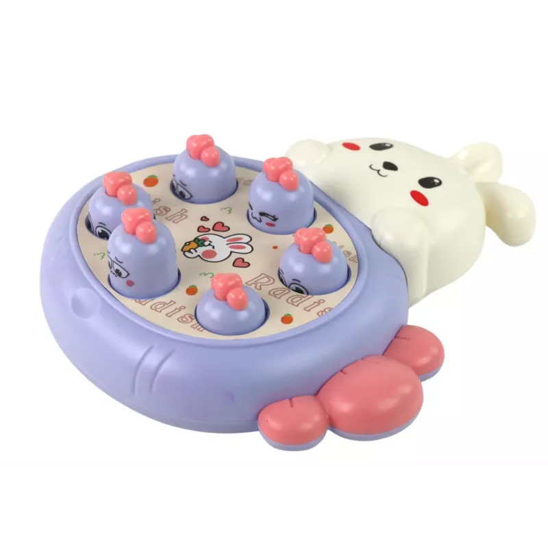 LEAN TOYS Whac-A-Mole Purple Arcade Carrot-Smashing Rabbit Game