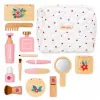 LEAN TOYS Holz-Schönheitsset für Mädchen mit weißer Kosmetiktasche, 17-teilig