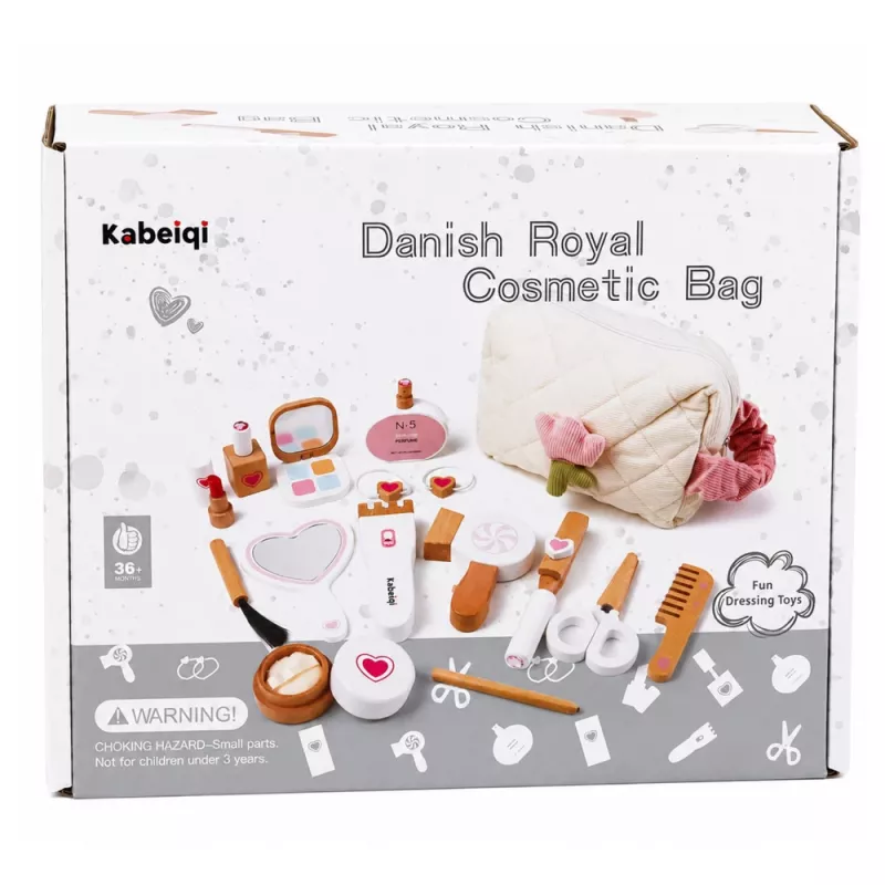 LEAN TOYS Holz Schönheitsset Make-up Kosmetiktasche Zubehör 16 Stk.