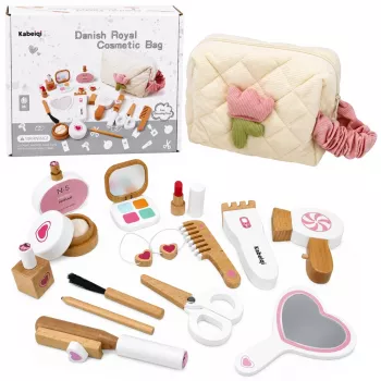 LEAN TOYS Holz Schönheitsset Make-up Kosmetiktasche Zubehör 16 Stk.