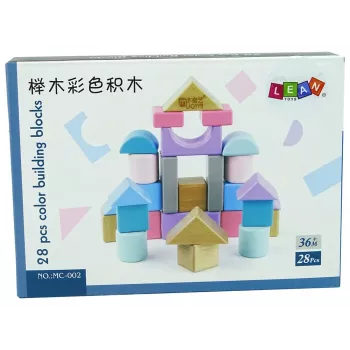 LEAN TOYS Holzbausteine Pastellfarben 28 Teile Schloss