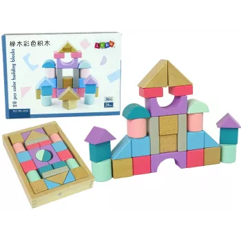 LEAN TOYS Holzbausteine Pastellfarben 28 Teile Schloss