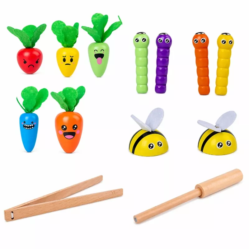 LEAN TOYS Holz-Karotten-Erdwurm-Stab-Magnetspiel