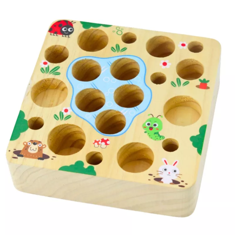 LEAN TOYS Holz-Karotten-Erdwurm-Stab-Magnetspiel