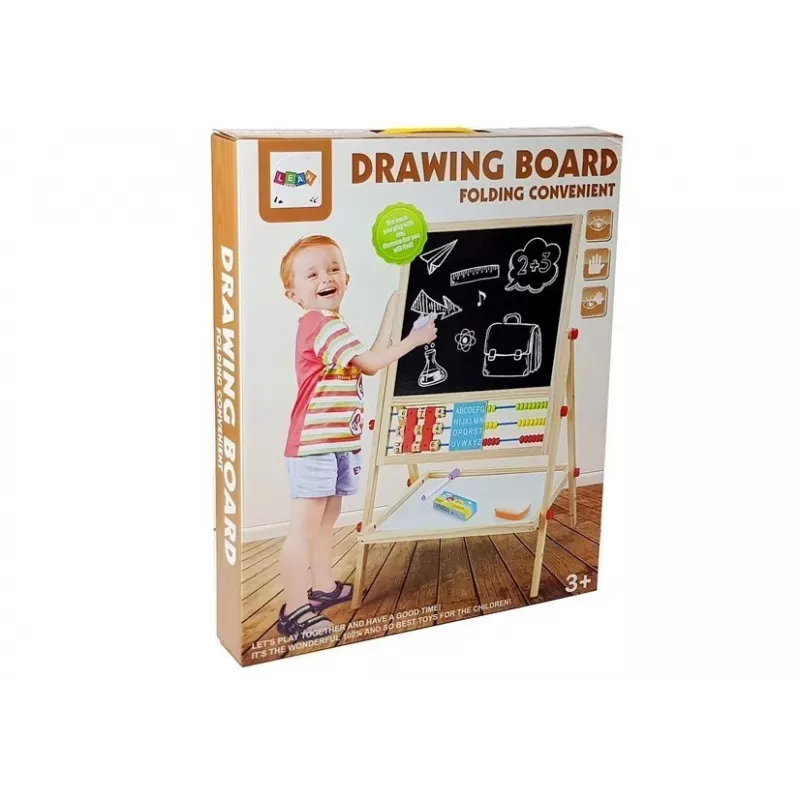 LEAN TOYS Holztafel mit Abakus, Uhr, Zahlen und Magnet