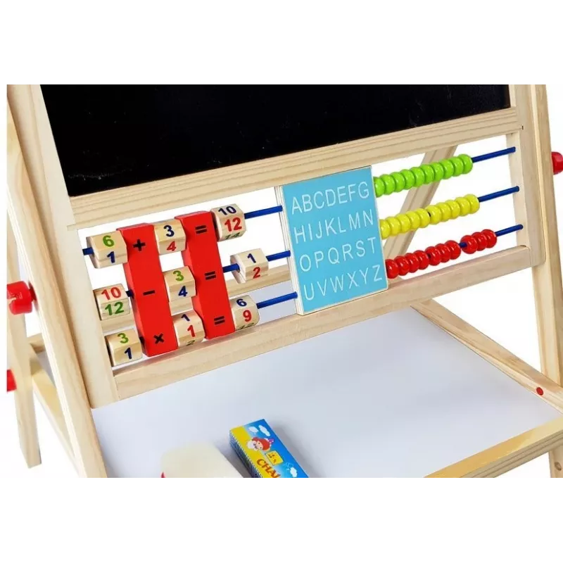 LEAN TOYS Holztafel mit Abakus, Uhr, Zahlen und Magnet