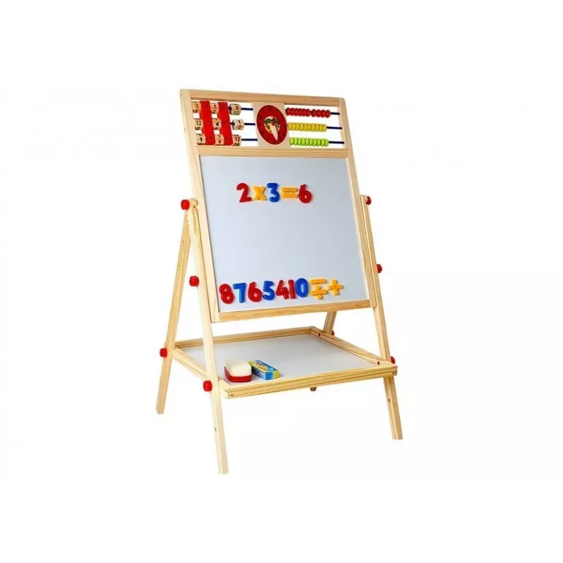 LEAN TOYS Holztafel mit Abakus, Uhr, Zahlen und Magnet