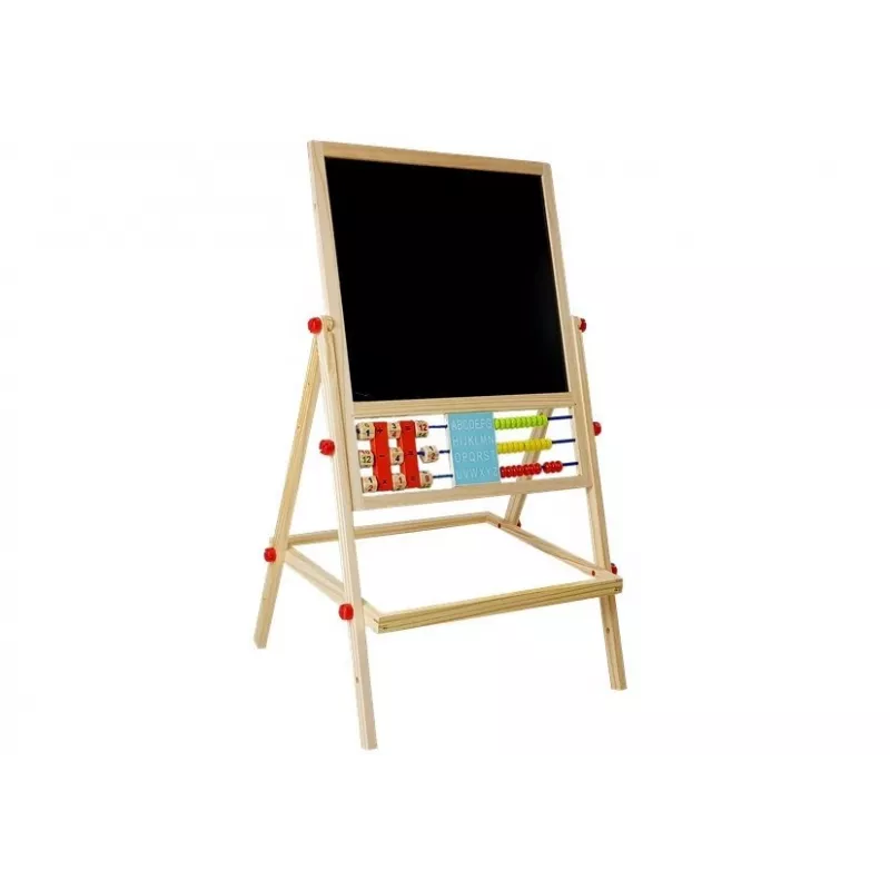 LEAN TOYS Holztafel mit Abakus, Uhr, Zahlen und Magnet