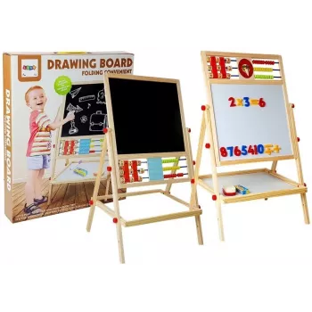 LEAN TOYS Holztafel mit Abakus, Uhr, Zahlen und Magnet
