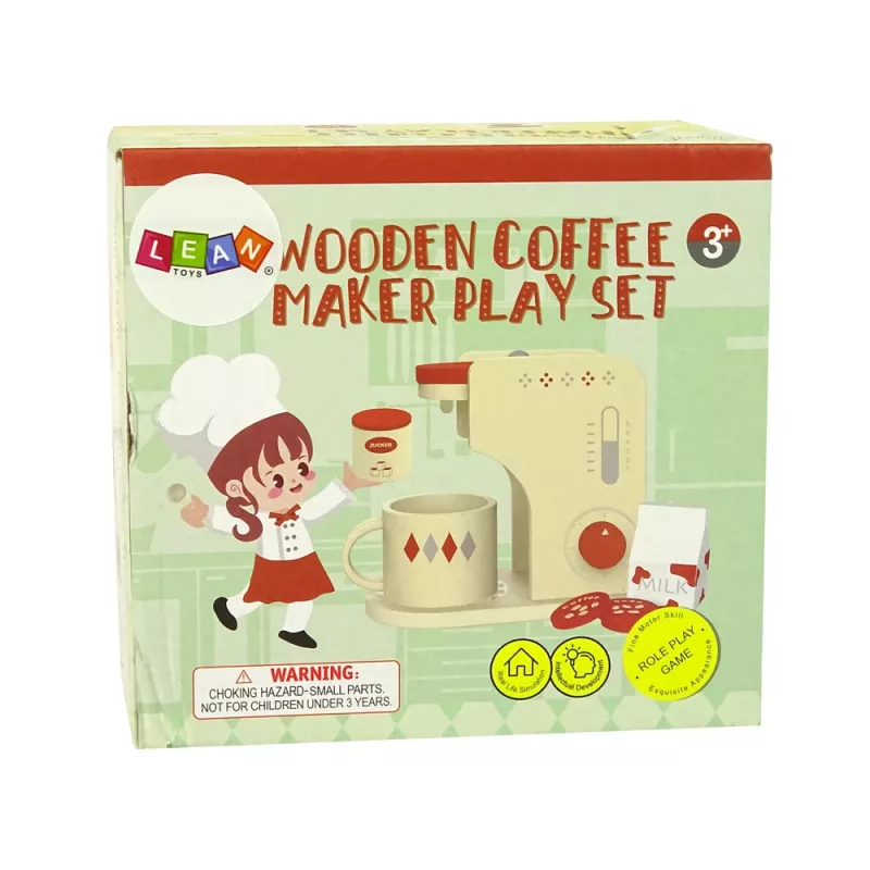 LEAN TOYS Holz-Kaffeemaschinen-Zubehör Küche Kinder