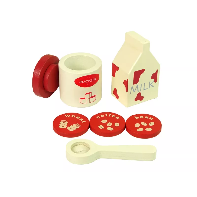 LEAN TOYS Holz-Kaffeemaschinen-Zubehör Küche Kinder