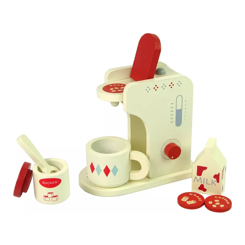 LEAN TOYS Holz-Kaffeemaschinen-Zubehör Küche Kinder