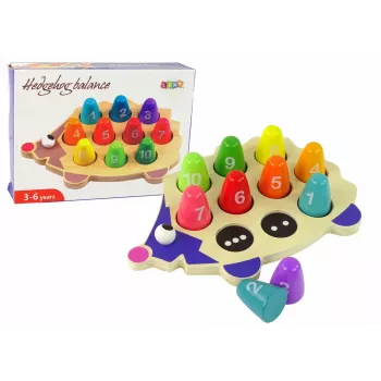 LEAN TOYS Pädagogischer Holz-Igel mit 10 bunten Stiften