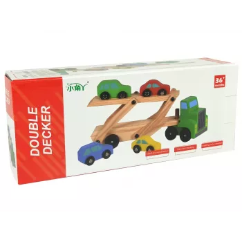 LEAN TOYS Holz-Lastwagen grün mit Bausteinen