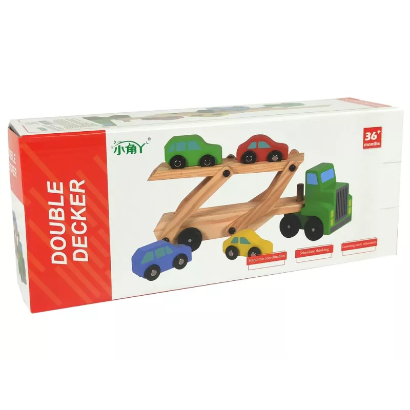 LEAN TOYS Holz-Lastwagen grün mit Bausteinen