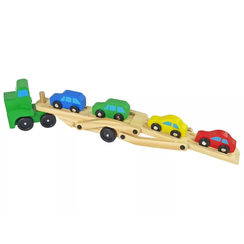 LEAN TOYS Holz-Lastwagen grün mit Bausteinen