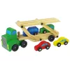 LEAN TOYS Holz-Lastwagen grün mit Bausteinen