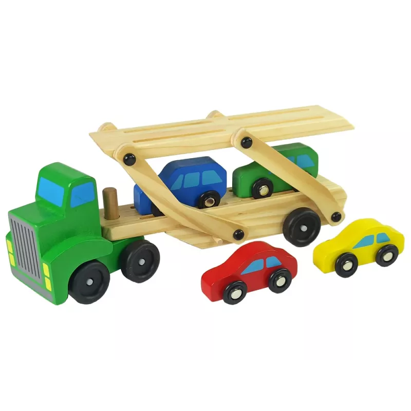 LEAN TOYS Holz-Lastwagen grün mit Bausteinen