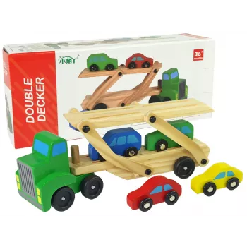 LEAN TOYS Holz-Lastwagen grün mit Bausteinen