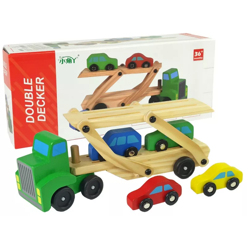 LEAN TOYS Holz-Lastwagen grün mit Bausteinen