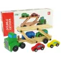 LEAN TOYS Holz-Lastwagen grün mit Bausteinen