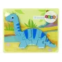 LEAN TOYS Holzpuzzle Dinosaurier Brachiosaurus Blau