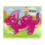 LEAN TOYS Holz-Puzzle Dinosaurier Corythosaurus Pink Spinosaurus Lila