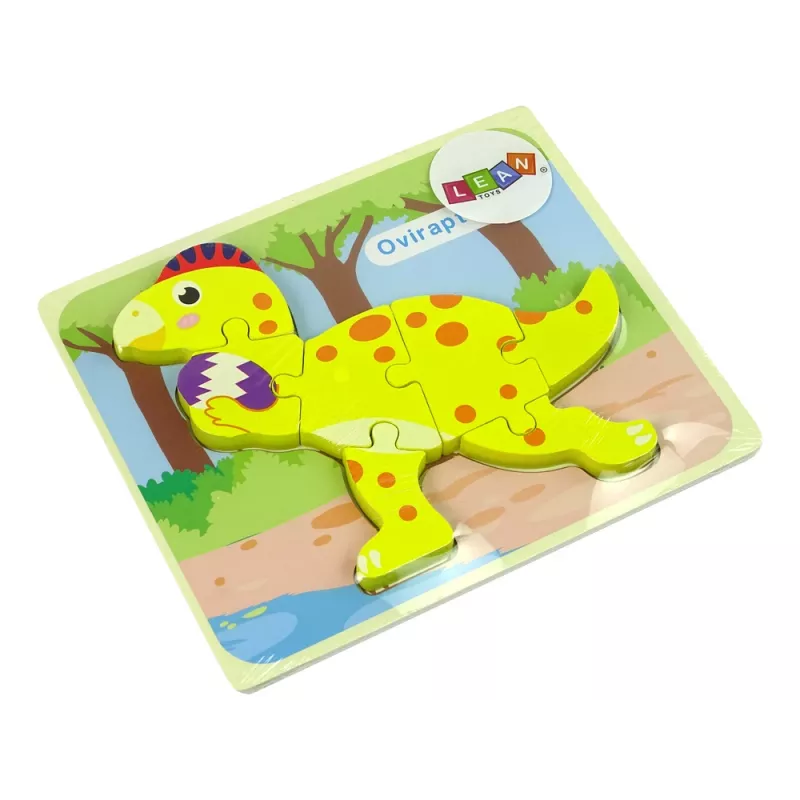 LEAN TOYS Holzpuzzle Dinosaurier Stegosaurus Gelb