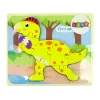 LEAN TOYS Holzpuzzle Dinosaurier Stegosaurus Gelb