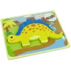 LEAN TOYS Holzpuzzle Dinosaurier Stegosaurus Gelb