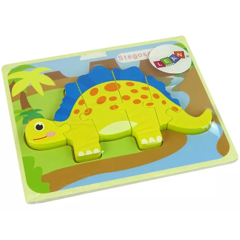 LEAN TOYS Holzpuzzle Dinosaurier Stegosaurus Gelb