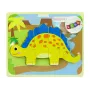 LEAN TOYS Holzpuzzle Dinosaurier Stegosaurus Gelb